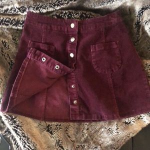 Melville Button-up Corduroy Skirt in XS Plum